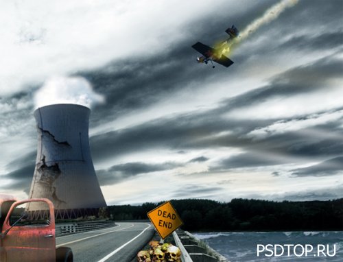 Пейзаж ядерной катастрофы в фотошоп