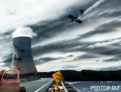 Пейзаж ядерной катастрофы в фотошоп