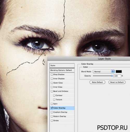 Создаем реалистичный эффект трещины на лице в Фотошоп
